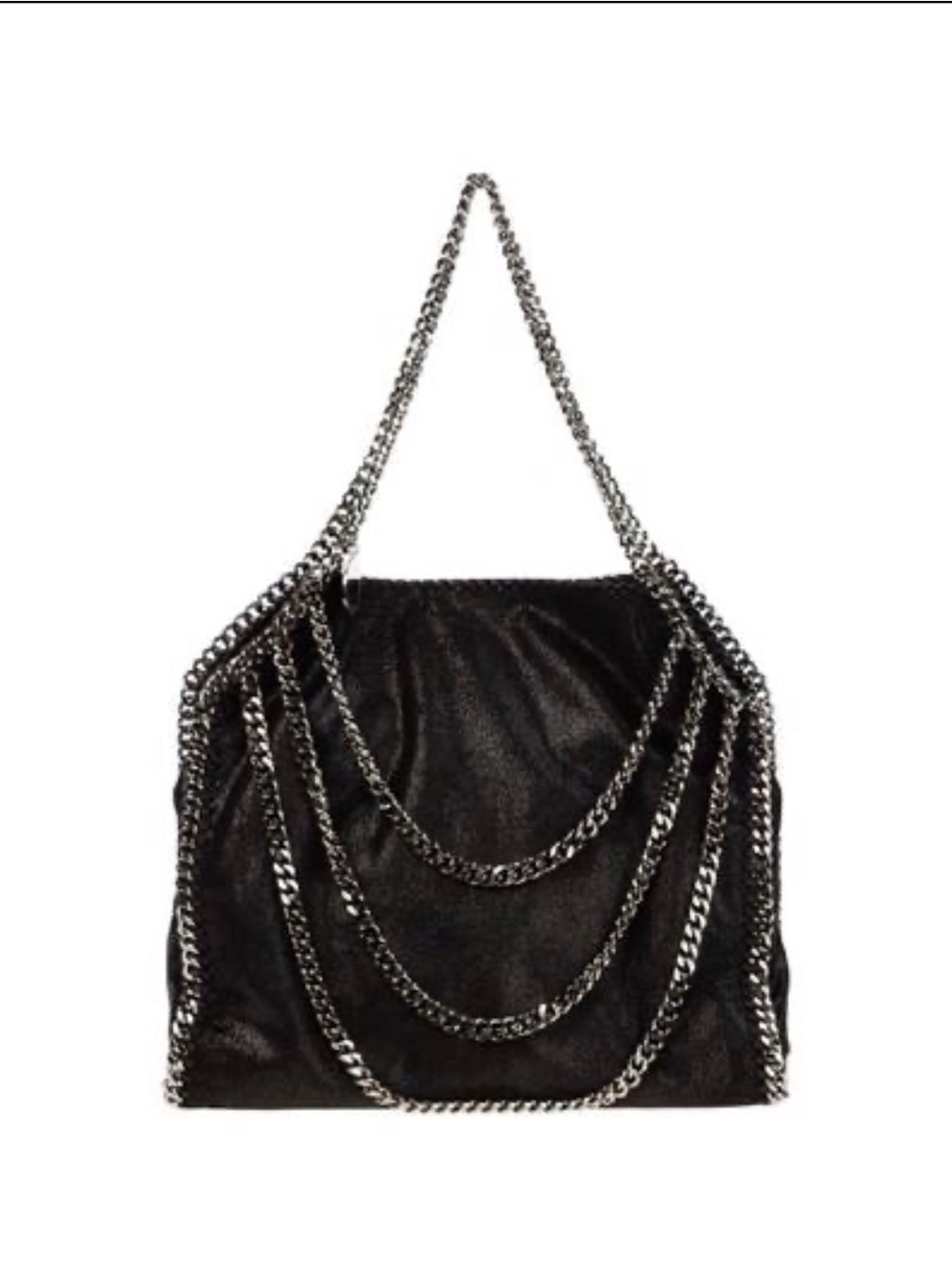 Stella McCartney Black Shoulder Tote with Silver Chains